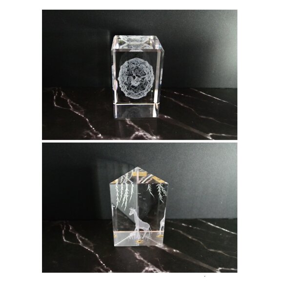 Crystal Impressions Set Of 2 Laser Etched Pieces In Crystal Home Decor - Picture 1 of 7